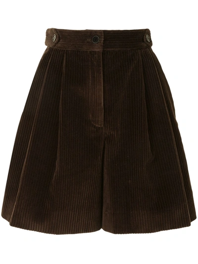 Dolce & Gabbana Corduroy High-waisted Shorts In Brown