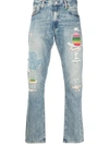 POLO RALPH LAUREN SULLIVAN DISTRESSED PATCHWORK JEANS