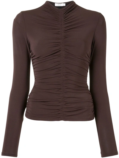 A.l.c Ansel Ruched Long-sleeve Top In Brown