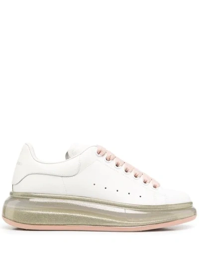 Alexander Mcqueen White & Pink Glitter Sole Oversized Trainers In 9053 Wh/rsg