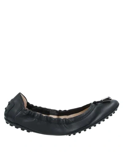 TOD'S TOD'S WOMAN BALLET FLATS BLACK SIZE 6.5 LEATHER