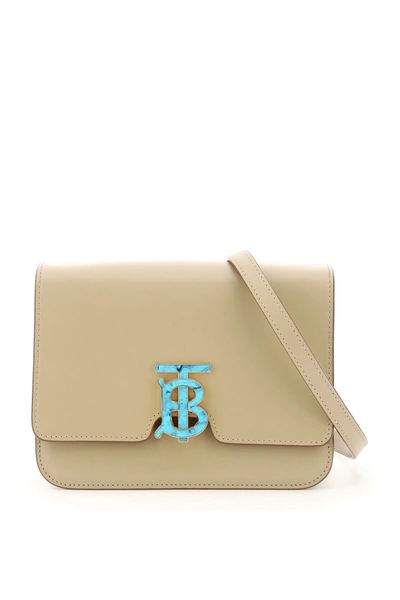 Burberry Crossbody Tb Small Bag In Beige,light Blue