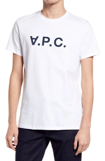 Apc T-shirt Vpc Maxi Logo In Cotone Bianca In White Dark Navy