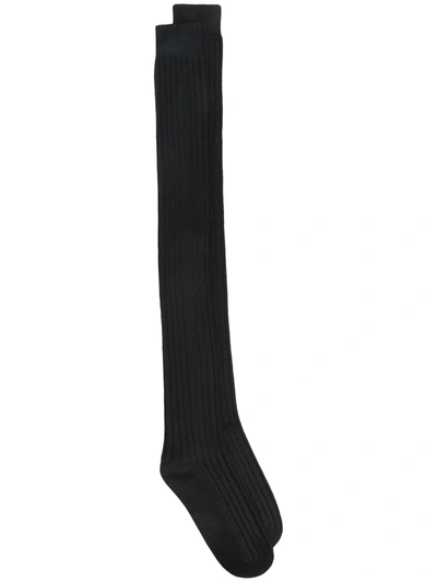 Moncler Ribbed Logo Socks In Black