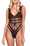 Hauty Fishnet Teddy In Black