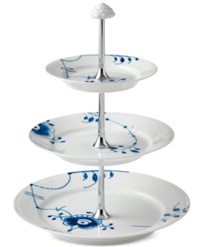 Royal Copenhagen Blue Fluted Mega 3-tier Etagere In Multi