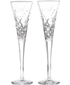 Waterford Wishes Happy Celebrations Script Letter Monogram Toasting Flutes, Set Of 2