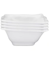 Q Squared Ruffle Melamine Square Cereal Bowls, Set Of 4