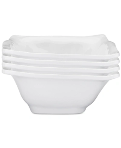 Q Squared Ruffle Melamine Square Cereal Bowls, Set Of 4