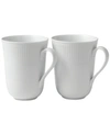 Royal Copenhagen White Fluted Mugs, Set Of 2 In White