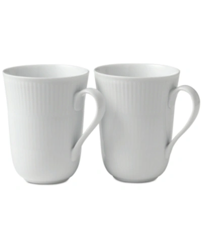 Royal Copenhagen White Fluted Mugs, Set Of 2