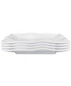Q Squared Ruffle Melamine Square Dinner Plates, Set Of 4