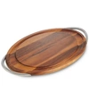 Nambe Braid Carving Board With Handles In Brown