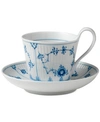 Royal Copenhagen Blue Fluted Plain High Handle Tea Cup & Saucer In Multi