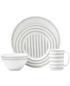 Kate Spade New York Charlotte Street North Grey Collection 4-piece Place Setting In White