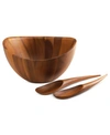 Nambe Portables Wood Salad Bowl With Servers
