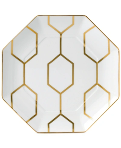 WEDGWOOD GIO GOLD OCTAGONAL ACCENT PLATE WHITE