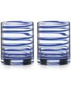 Kate Spade Charlotte Street Double Old-fashioned Glasses, Set Of 2 In Cobalt Blue Spiral