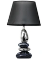 ALL THE RAGES ELEGANT DESIGNS STACKED CHROME AND METALLIC BLUE STONES CERAMIC TABLE LAMP WITH BLACK SHADE