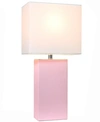 All The Rages Elegant Designs Modern Leather Table Lamp With White Fabric Shade In Blush