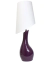 ALL THE RAGES ELEGANT DESIGNS CURVED PURPLE CERAMIC TABLE LAMP WITH ASYMMETRICAL WHITE SHADE