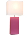 ALL THE RAGES ELEGANT DESIGNS MODERN LEATHER TABLE LAMP WITH WHITE FABRIC SHADE