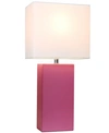 All The Rages Elegant Designs Modern Leather Table Lamp With White Fabric Shade In Fuchsia