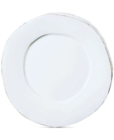Vietri Lastra Collection American Dinner Plate In White