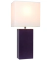 ALL THE RAGES ELEGANT DESIGNS MODERN LEATHER TABLE LAMP WITH WHITE FABRIC SHADE