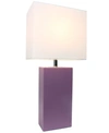 All The Rages Elegant Designs Modern Leather Table Lamp With White Fabric Shade In Purple