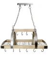 All The Rages Elegant Designs 2 Light Kitchen Wood Pot Rack With Downlights In Silver