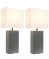 ALL THE RAGES ELEGANT DESIGNS 2 PACK MODERN LEATHER TABLE LAMPS WITH WHITE FABRIC SHADES