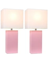 All The Rages Elegant Designs 2 Pack Modern Leather Table Lamps With White Fabric Shades In Pink