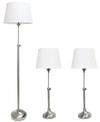 ALL THE RAGES ELEGANT DESIGNS BRUSHED NICKEL ADJUSTABLE 3 PACK LAMP SET (2 TABLE LAMPS, 1 FLOOR LAMP)
