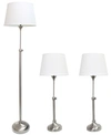 All The Rages Elegant Designs Brushed Nickel Adjustable 3 Pack Lamp Set (2 Table Lamps, 1 Floor Lamp) In Silver