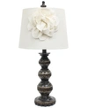 ALL THE RAGES ELEGANT DESIGNS AGED BRONZE STACKED BALL LAMP WITH COUTURE LINEN FLOWER SHADE