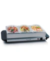 MEGACHEF MEGACHEF BUFFET SERVER, FOOD WARMER WITH 3 REMOVABLE SECTIONAL TRAYS, HEATED WARMING TRAY AND REMOVA