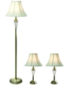 ALL THE RAGES ELEGANT DESIGNS ANTIQUE BRASS THREE PACK LAMP SET (2 TABLE LAMPS, 1 FLOOR LAMP)