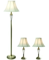 All The Rages Elegant Designs Antique Brass Three Pack Lamp Set (2 Table Lamps, 1 Floor Lamp) In Brass
