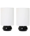 All The Rages Simple Designs Gemini Colors 2 Pack Mini Touch Table Lamp Set With Fabric Shades In Black