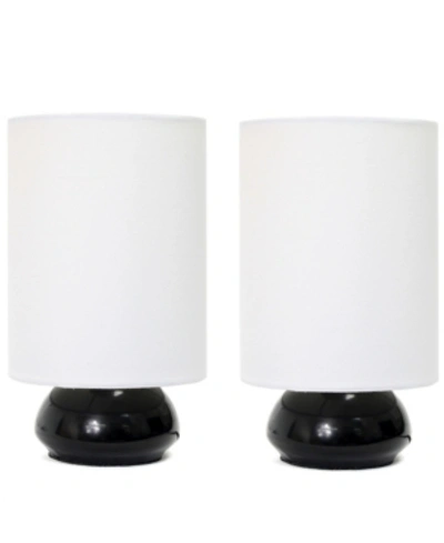 All The Rages Simple Designs Gemini Colors 2 Pack Mini Touch Table Lamp Set With Fabric Shades In Black