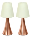 ALL THE RAGES SIMPLE DESIGNS VALENCIA 2 PACK MINI TOUCH TABLE LAMP SET WITH FABRIC SHADES