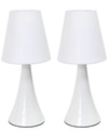 ALL THE RAGES SIMPLE DESIGNS VALENCIA COLORS 2 PACK MINI TOUCH TABLE LAMP SET WITH FABRIC SHADES