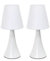 All The Rages Simple Designs Valencia Colors 2 Pack Mini Touch Table Lamp Set With Fabric Shades In White