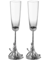 Michael Aram White Orchid Toasting Flute In Silver/clear