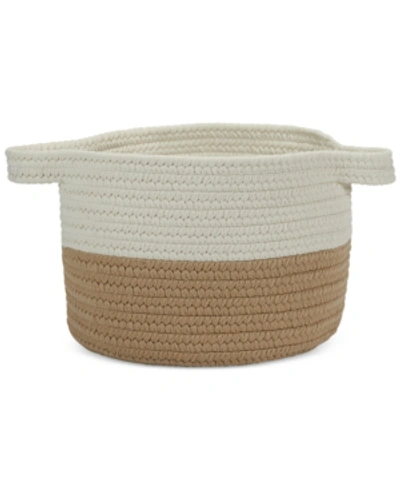Colonial Mills 15" X 12" Two-tone Strap Storage Basket In Sand