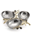 Michael Aram Olive Branch Gold 3 Bowl Server In Silver