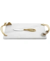 Michael Aram Calla Lily Marble Cheese Board And Stainless Steel Knife Set In White
