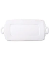 Vietri Lastra Handled Rectangular Platter In White