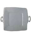 Vietri Lastra Collection Handled Square Platter In Gray
